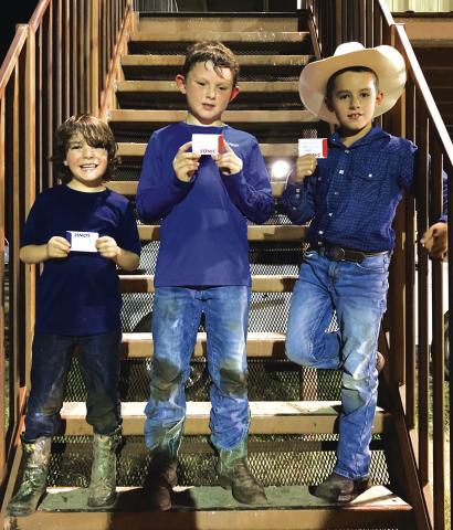 Mutton Buster winners of the 2022 San Saba Pro Rodeo Days Left to right: 3rd - Cash Reyes, 1st - Remington Nelms, 2nd - Jase Whidden Photo submitted by Cindy Stewardson