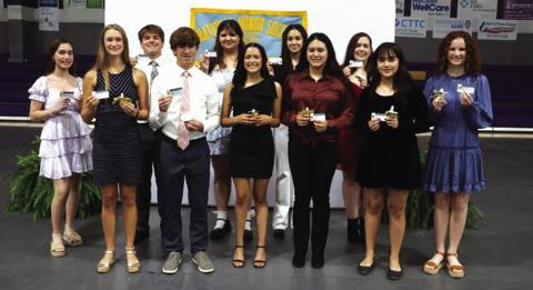 These students were inducted into the NHS this year. Back Row (l-r): Zylie Hunt, Kolton Pierce, Sabrina Dozier, Karen Ortega, and Haley Price. Front Row (l-r): Caitlin Mays, Barrett Standridge, Hayden Martin, Jennifer Barcenas, Andrea Rodriguez, and Libby Mays. Not pictured:  Jefferson Stencil. Photo Courtesy of Deanne Cromer