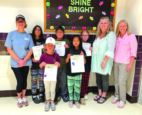 Front row: Turner Henslee and Ariana Servin; Back row: Mrs. Alyssa Oliver, Kamila Estrada, Wyatt Ward, Everleigh Vallenavedo, Mrs. Kelley Cash, and Mrs. Dani Gilcrease. Photo courtesy of Debbie Shahan