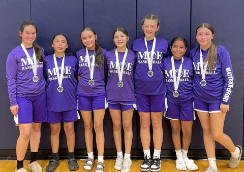 MOE 7/8 traveled to Leander, Texas, on April 26, to take part in the 2026 TWE Spring Splash basketball tournament and battled themselves to a second place finish in the 13 team field. Team members are L-R: Greenly Jo Moore, Carla Jimenez, Cameryn Brockman, Kinlei Vogel, Hadly Reid, Jazmin Reyes, and Khloe Martinez.