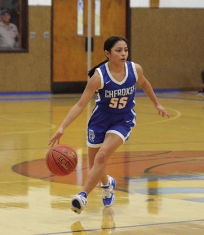 Lauren Roberson handling the ball in the varsity game against Rochelle Courtesy Rita Boultinghouse