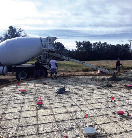 Pouring of the concrete