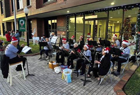 The San Saba River City Band performed before the Lighted Christmas Parade Dec. 13th. The band is directed by Bill Grusendorf. Photo by Buddy Whitley
