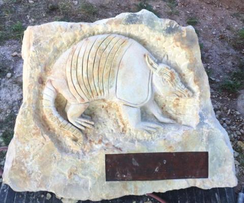 Pictured is one of the live auction items, a limestone hand-carved rock that stands 3’ x 3 1/2’ created by Michael Allison.