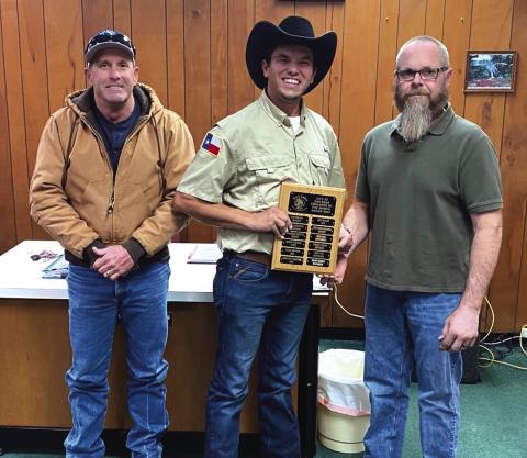 Kolby Reavis, employee working in the Parks Department, was selected as the Employee of the Month for December. A plaque with his name on it and a gift certificate to a local restaurant were presented to Kolby (center). Taking part in the presentation were Public Works Director Scott Glaze (left) and Alderman Michael Nelson (right). Photo submitted by Sabrina Maultsby