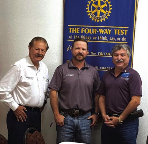 President Jake Lackey, Bobby Martinez (District 5840 Governor Elect) and Craig Hard (Rotary District 5840 Governor) Courtesy of Beth Griess