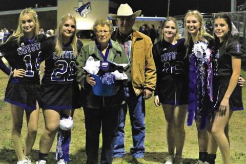 Coming Home Queen and King (l-r): Naomi Ramsey, Jadyn Flemin, Mrs. Taylor, Mr. Taylor, Calyn Kubin, Maggie Bryant and Landry Brown Photo by Pam Starr