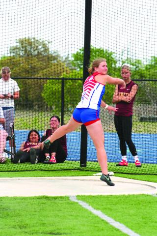 Hannah Sims throwing the discus Courtesy of Valerie Valdez