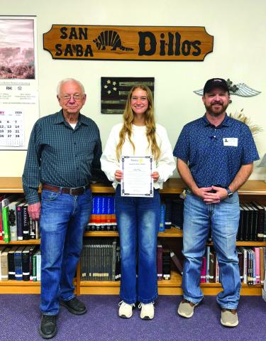 Pictured here are Rotarian Jerry Blankenship (left); Caitlin Mays, March Student of the Month; and Rotarian Jake Lackey (right).