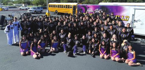 Pictured above, the San Saba High School Golden Armadillo Band poses for their group photo; they are all smiles as they advance to Area.