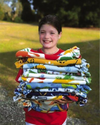 Alexis Blasky and her friends from Florida made these blankets to share love to flood victims in San Saba, Texas.