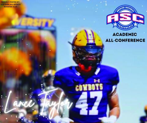 Congrats to our former Dillo, Lance Taylor on receiving recognition in the ASC for his academic achievement. - Putting the STUDENT back in student athlete! Courtesy of San Saba All Sports Booster Page FB Page