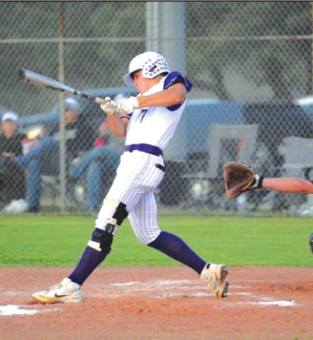 San Saba High School varsity baseball senior Weston Oliver crushes a two-run home run on Tuesday, April 26th, during the Dillos’ 7-4 victory at home vs. Harper High School. (Photo by Rita Boultinghouse)