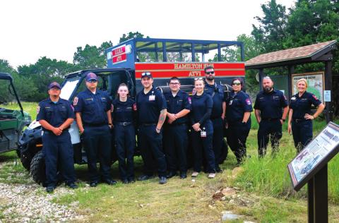 Hamilton EMS staff (Left to Right): Michael Balencia, Captain Eric Testerman, Captain Chyanne Brake, Lt. Taylor Cavander, Colton Collins, Hannah Desmond, Dustin Terrell, Heather Rothe, and Captain Michael Pruitt. (All photos provided by District Chief Alexander)