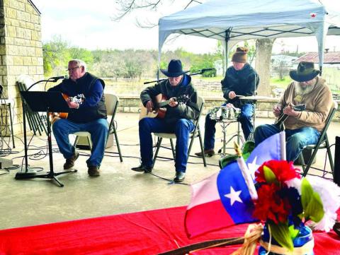 The band members braved to chill to provide great music. L-R: Mark Scott, Mark Amthor, Ronnie Schultze &amp; Buddy Roberts