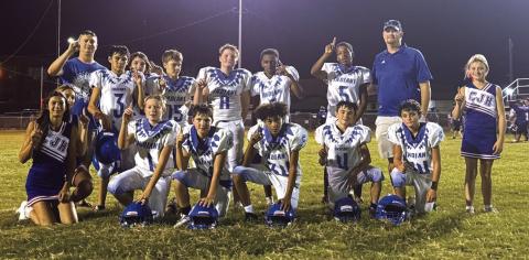 Standing: Coach Brad Moss, Parker Hanley, Kaden Lemaster, Rein Hooten, Caden White, Samuel Thornton, Adoniyah Ogen, and Coach Zach White. Kneeling: Aveigh Galbreath, Emily Penney, Holdin Boswell, Kyson Shanklin, Christopher Oakman, Jax Williams, and Mason Rogers.