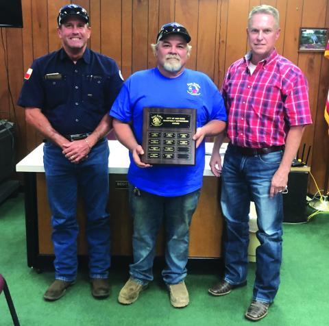 Left to right: Scott Glaze, Public Works Director; Norman Pierce, Shop Maintenance Supervisor and winner of the Supervisor of the 2nd Quarter Award; and Alderman Marcus Amthor.