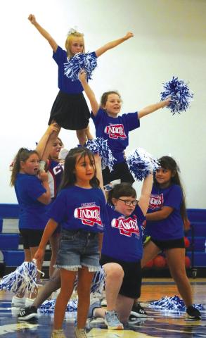 Little Indians Cheerleaders: Georgia Broyles, Phoebe Valdez, Addie Merriman, Analisa Aguilar, Avery Wilson, Juliana Rangel and Lily Graves 