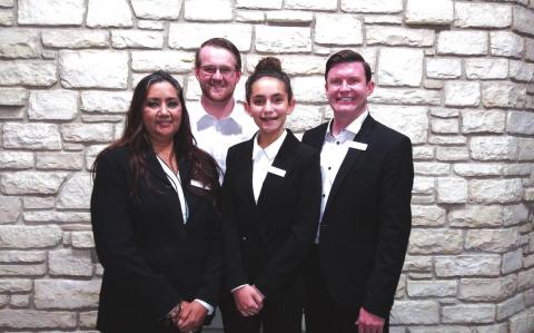 San Saba staff at Heritage Funeral Homes include from left to right: Anita Alvarez, Office Manager/Family Service Counselor; Ryan Coffman, Funeral Director, Apprentice; Linden Mercer, Assistant, and daughter of Dr. Mercer; and Dr. James Mercer, owner. See Story &amp; Photos on Page 2.