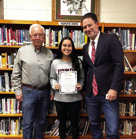 Jerry Blankenship (Rotarian), Rihanna Morgan (Student), Marcus Wood (Rotarian). Courtesy of Leanne Johnson / SSHS Counselor