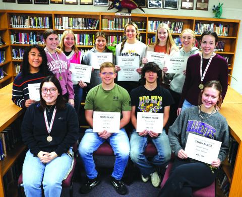Standing: Natalie Cuevas, Macy Sebastain, Jaleigh Brand, Aaliyah Patino, Cinzlea Stanton, Gracen Shahan, Landry Eudy, Raylee Wood; Sitting: Leia Kilman, John Ham, Jose Aguilera, Anna Millican