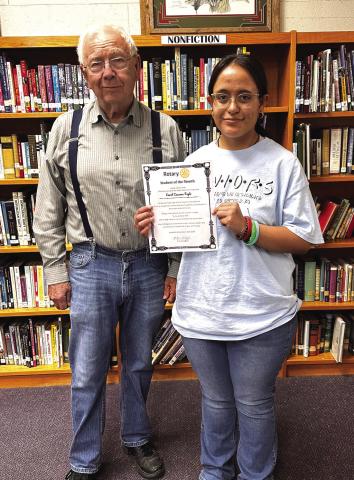 Rotary April Student-of-the-Month is Carol Cazares Tagle. Pictured with Carol is Rotarian Jerry Blankenship. | Photo courtesy of Leanne Johnson