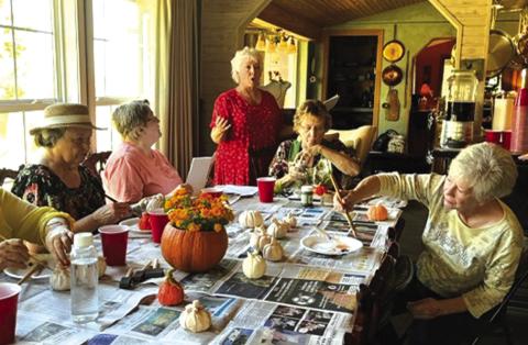 SSGC members painting pinch pots: (l-r) Sharon Hayes Keele, Barbara Bell, Donna McKinney, Debbie Shahan, and Sarah Lott