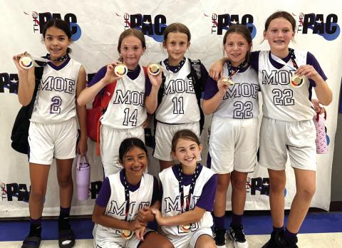 MOE 3/4 team members L-R: top row - Evelyn Macedo, Myers Wallace, Emma Kate Kuehl, Hadleigh Soto, and Summer Stanton; kneeling - Abigail Davila and Stella Smith. Courtesy of Oscar Zepeda