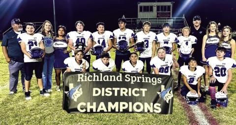 Richland Springs Jr. High Coyotes took down Lohn (43–12) and brought home the District Championship!  Courtesy of Pam Starr