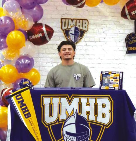 Joel Valdez, Cherokee High School senior, signed his letter of intent at the University of Mary Hardin Baylor to play football on Wednesday, February 5th. Courtesy of Valerie Valdez