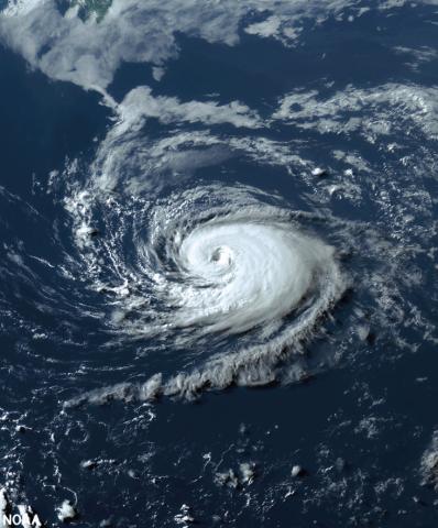 A GOES-16 (GOES East) visible satellite image of Hurricane Don at 6:20 PM EDT on July 22, 2023 in the Atlantic. Don was the first hurricane of the 2023 Atlantic hurricane season. Image courtesy of NOAA