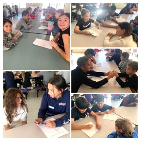 Pictures of the initial interviews between 7th and 3rd grade “buddies”
