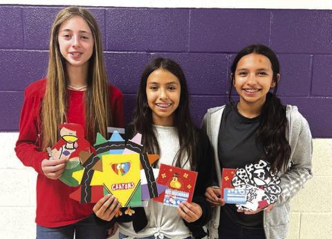San Saba Middle School held a Turkey in Disguise contest this Thanksgiving. Students exhibited so much creativity as they disguised their turkeys! Winners of this years contest include: 1st Place - Ximena Hernandez (Crayons disguise); 2nd Place - Yarely Gonzalez (Chick-Fil-A disguise); 3rd Place - Sofia Bagley (Mermaid disguise)