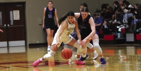 #11 Chassidy Gonzalez goes after loose ball against Friendswood