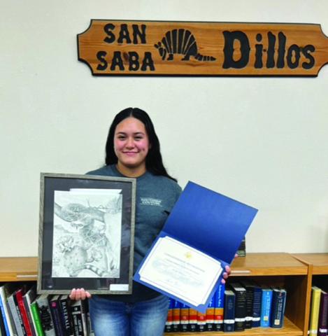 Jennifer Barcenas of San Saba High School was the Llano Region Art Winner for the 2024 Congressional Art Competition. Way to go, Jennifer! Courtesy of Carol Cunningham