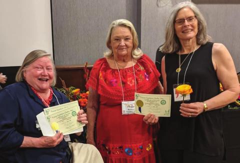 Pictured L-R are Trish Fullerton of San Saba Garden Club; Peggy Moreland, Texas Garden Club President; and Terri Dickey of San Saba Garden Club.