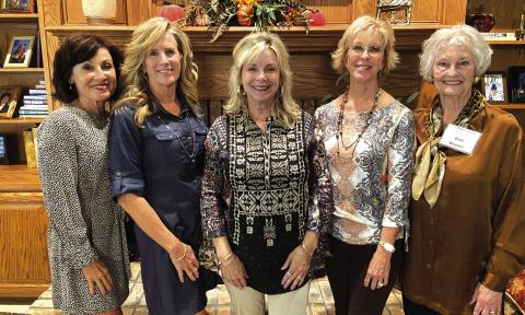 Projects Committee members – Catherine Hanrahan, Cissy Williams, Shelly Mahan, Donna Baxter, and Gail Bruner – served as hostesses for the Pierian Club’s October meeting.