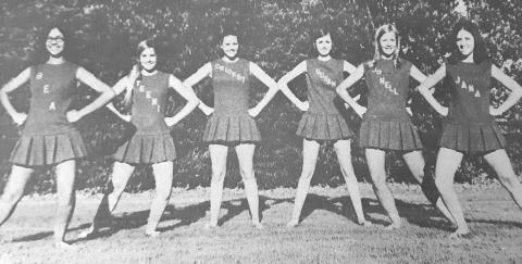 50 Years Ago - 1970 CHEERLEADERS – Here are the San Saba High School Cheerleaders, who will be leading the Pep Squad in yells to boost the Armadillos this season. They are set and ready to cheer the Dillos to a victory over the Mason Punchers Friday night, Sept. 18, in their first home game of the season. From left to right, they are Beatrice (Bea) Ramirez, Christine (Teeni ) Pool, Debra (Cricket) Crockett, Susan Hamrick - head cheerleader, Jo Nell Epperson and Jana Emmons. –Photo by Wanda Wharton