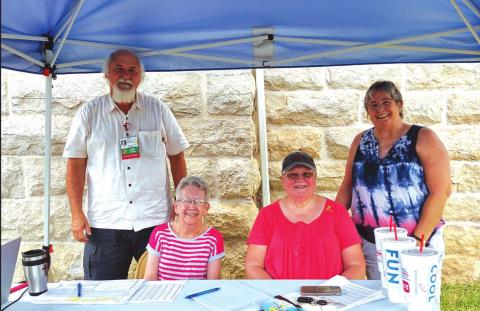 Baylor Scott & White volunteers brave the hot weather to serve you. Pictured left to right: Maurice Weidler (Blood Center Recruiter Extraordinaire) ; Sandra Key (one of the best volunteers around!) ; Marsha Hardy, our faithful Emergency Management Coordinator; and Pam Sargent (Marsha's sister who brought refreshments! . Staff Photo