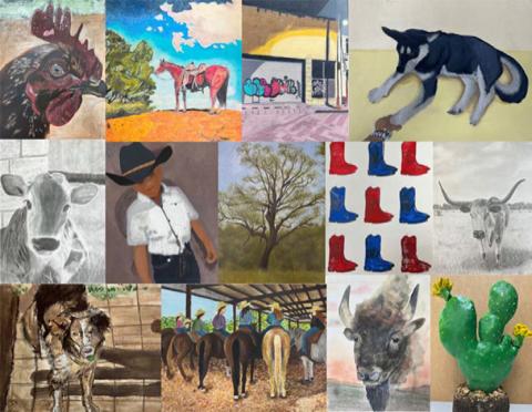 Above is a sampling of artwork sent to the Ft. Worth Stock Show &amp; Rodeo Art Contest last week by art students at San Saba High School. This was made possible in part by the SSISD Education Foundation who provided a grant to grow the San Saba High School Art Department. Courtesy of Shara Wright, SSISD Art Teacher