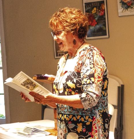 Debbie Shahan, Garden Club’s president, presenting September's program