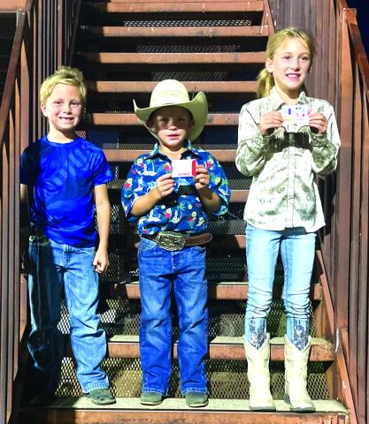 Friday night Mutton Buster winners: 1st - Wylie McKneely; 2nd - Rawlee Stewardson; and 3rd - Lily Manning