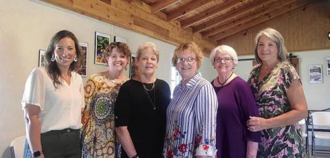 The Yearbook Committee that hosted the first Pierien Club meeting of the year: Audrey Smith, Marsha Smart, Gale Ivy, Debbie Shahan, Loy Nell Behrens, and Joanne Weik.