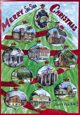 The Christmas note cards offered by the San Saba County Museum feature a print by San Saba native, Jane Felts Mauldin.