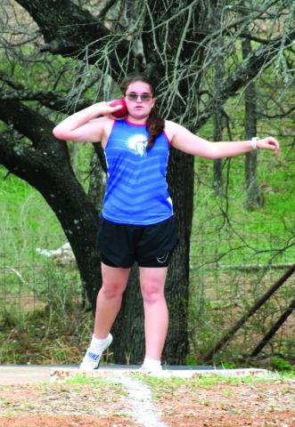 Samantha Oestreich throwing shot put last week at the track meet in Llano Courtesy of Valerie Valdez
