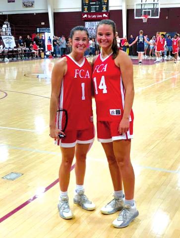 Former San Saba High School girls basketball duo Brighton Adams (left) and Courtnee Cash (right) happily pose together on Saturday, June 5 following the 2021 Big Country FCA girls basketball all-star game held at Brownwood High School. Photo courtesy of San Saba All-Sports Booster Club.