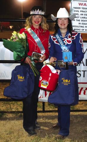Best overall horsemanship Karlee Parker on left/ Best overall interview Sarah Gilligan Courtesy of Terri Harris