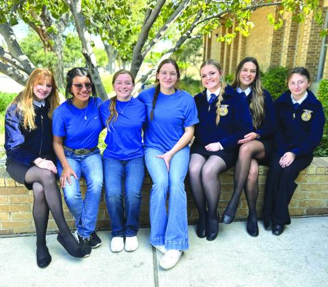 FFA members who participated in the Junction Leadership Development contests: Chloe Berrio, Jayliegh Carroll, Payton Duggan, Annie Rutledge, Summer Smarr, Payton Hanley, and Illyanna Wright Courtesy Kim New