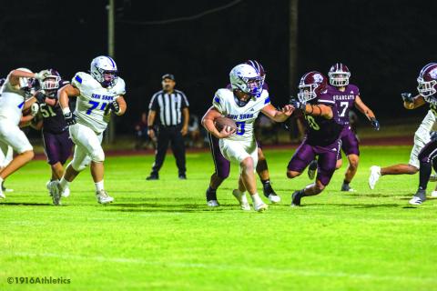 #5 Israel Sanchez carrying the football