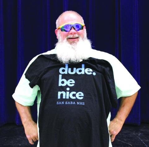 The Dude be Nice program, sponsored by the San Saba High School’s National Honor Society, proudly presents Mr. Jeff Tinney, an employee of San Saba High School, as our May winner. Photo by Leia Kilman